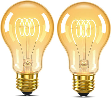 A19 Dimmable LED Amber Light Bulbs, 6W (60W Eq), E26, 2200K Warm, 2Pack