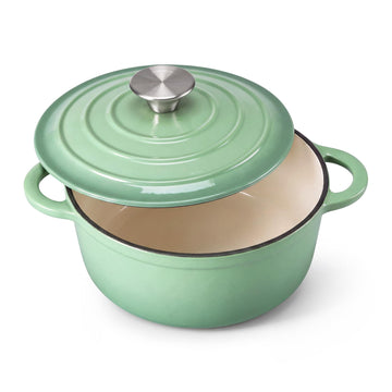 3-Quart Small Enameled Cast Iron Dutch Oven with Lid,Pistachio Green