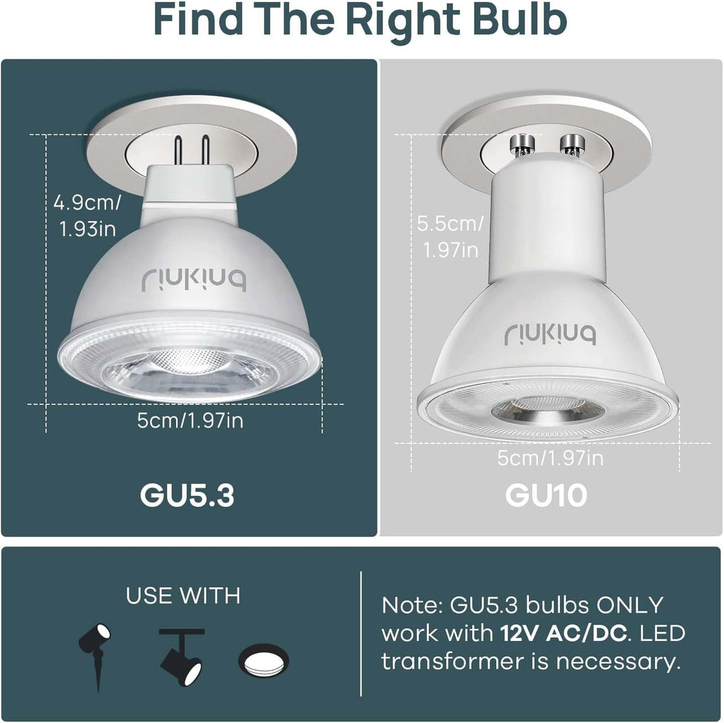 6 Pack MR16 LED Bulbs Dimmable, 6.5W=70W 640lm 3000K GU5.3 Bi-Pin