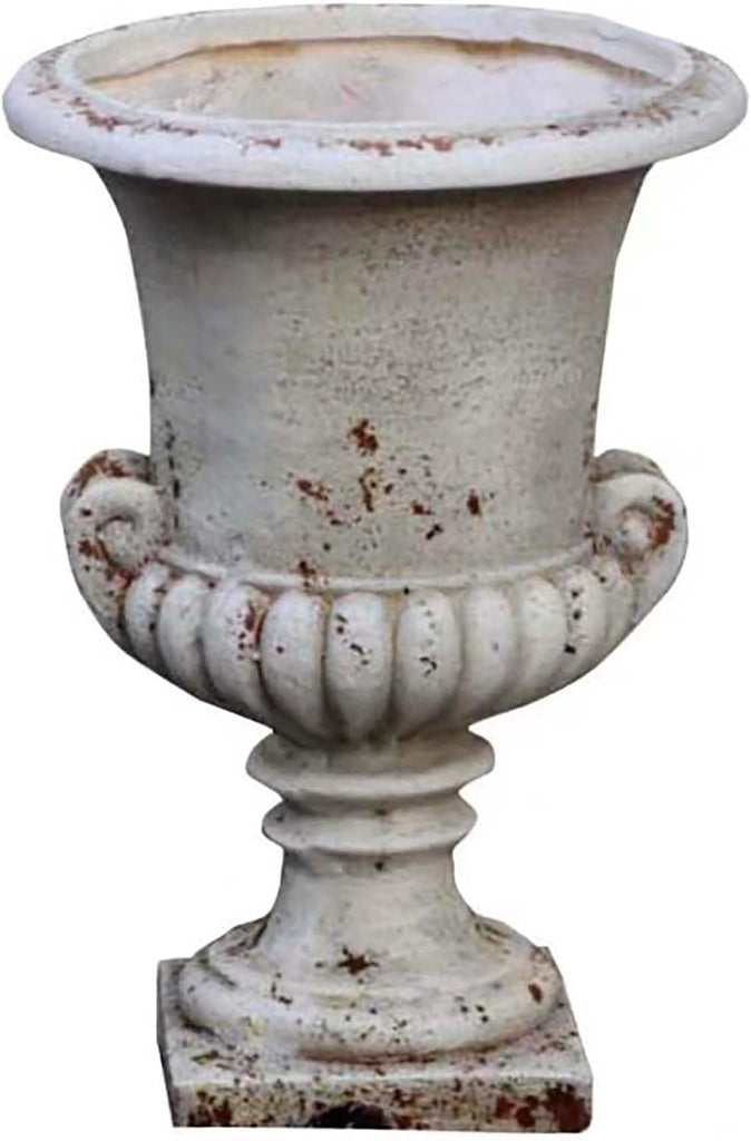 Vintage European Garden Urn Planter, Cement and Fiber Flower Pot, 19.7 Inche Tall, Make Rust Finished, Delivered from