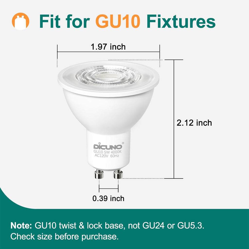 GU10 LED Bulb, 40W Equivalent, Natural White 4000K, 450LM