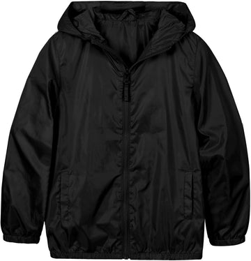 Boys Rain Jacket Lightweight Breathable Raincoat Waterproof Hooded Windbreaker For Kids