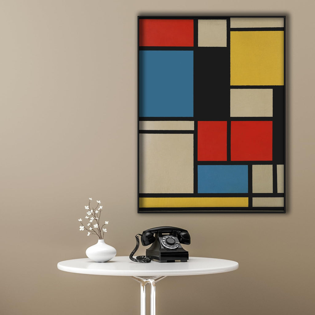 Piet Mondrian Canvas Wall Art - Composition in Blue, Red and Yellow Poster - Minimalist Art Print - Abstract Painting
