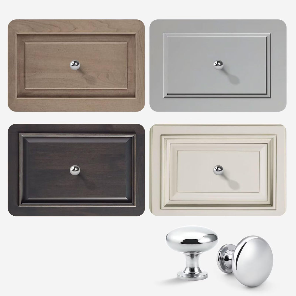 6 Pack Polished Chrome Cabinet Knobs,1-3/16 Inch(29.5mm) Solid Drawer Knobs Kitchen Cabinet Pulls,Round Dresser