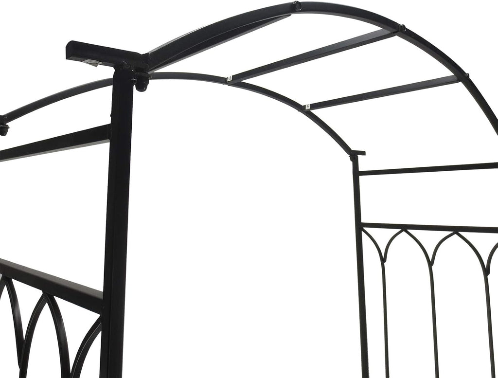 Metal Trellis Arbor Arch with Garden Bench Steel 484 lbs. Black | Climbing Plants, Grow Grapes & Vines, Patio Decor
