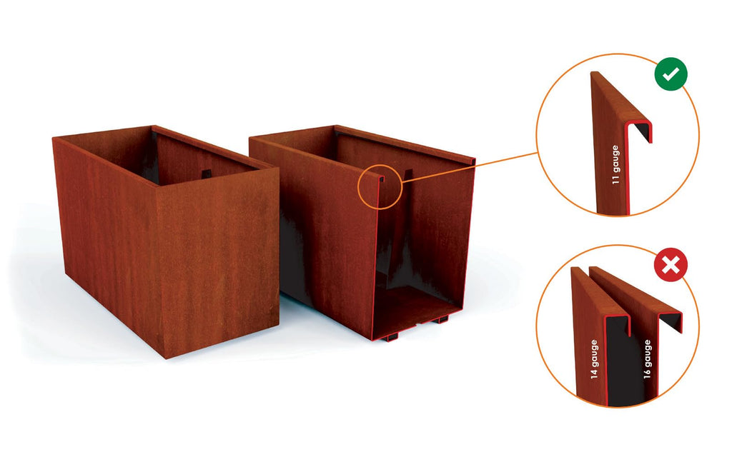Extra Large Commercial Planter - 60-Inch (5 FT) Corten Steel Planter Box | Heavy Duty Metal s & Borders | Made in