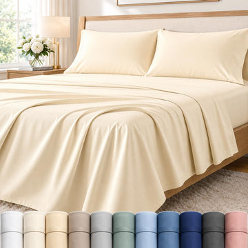 Cal King Bed Sheets, 400 Thread Count California King Sheets Set - Semolina