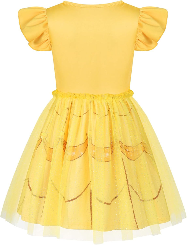 Princess Dress Girls Sparkly Tulle A-Line Casual Twirly Skater Dress