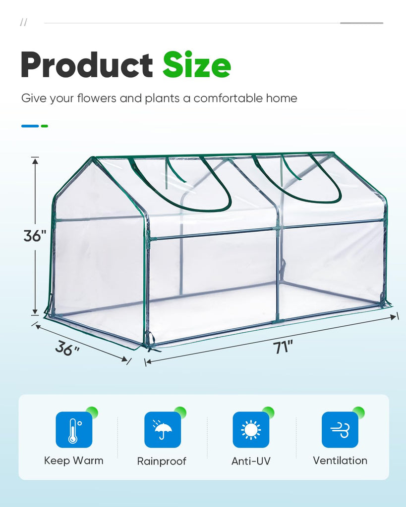 Mini Greenhouse for Indoor Outdoor, Portable Quick-Setup Tabletop