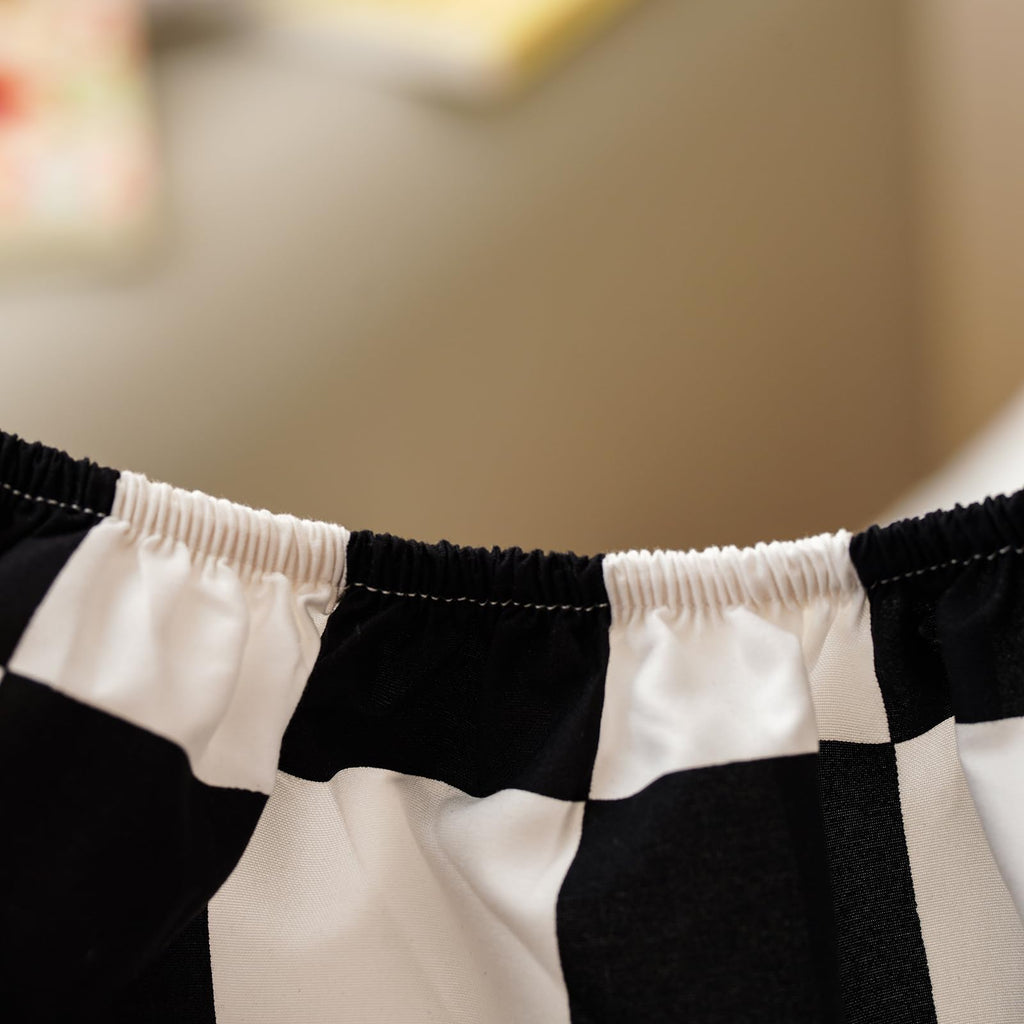 Grid Toddler Bedding Set Black White Checkered 4 Pieces Crib Bed Set Kids Pliad Comforter Set