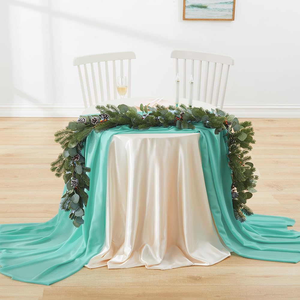 Mint Green Chiffon Fabric by The Yard, 60" Wide, 3 Yards