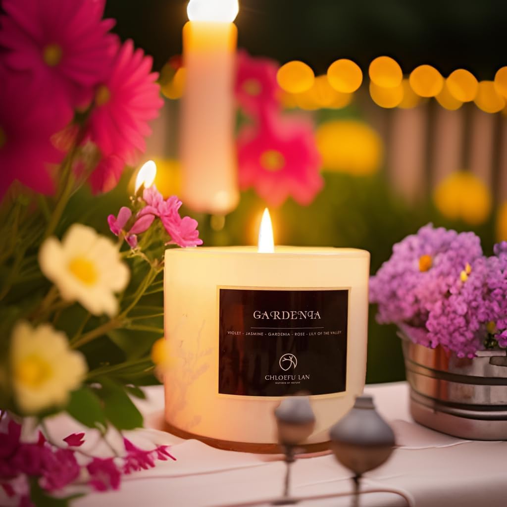 Premium Gardenia Scented Candle for Men & Women, Highly Scented, 7.1oz|45 Hour Long Lasting, All Natural Soy Candles - Set of 71