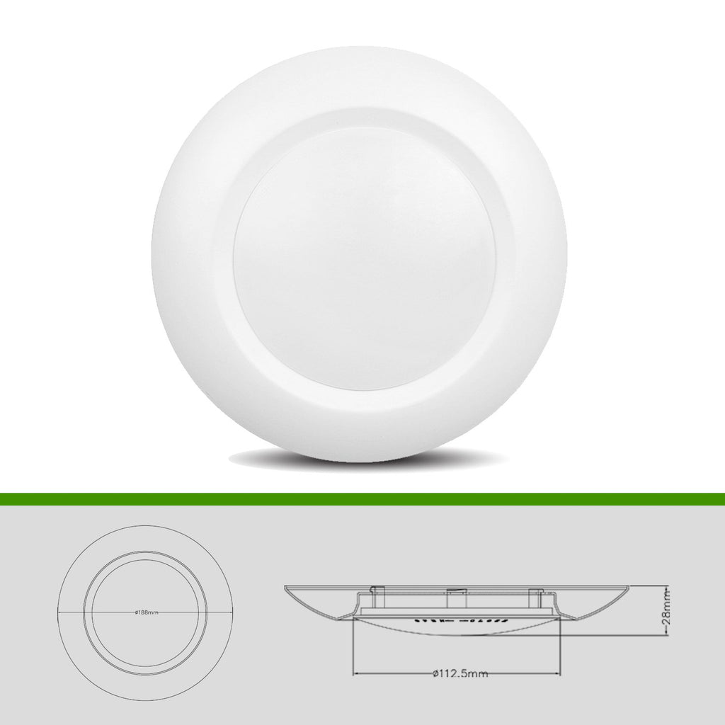 8 Pack 6 Inch LED Low Profile Recessed & Surface Mount Disk Light, Round, 15W, 900 Lumens, 4000K Cool White