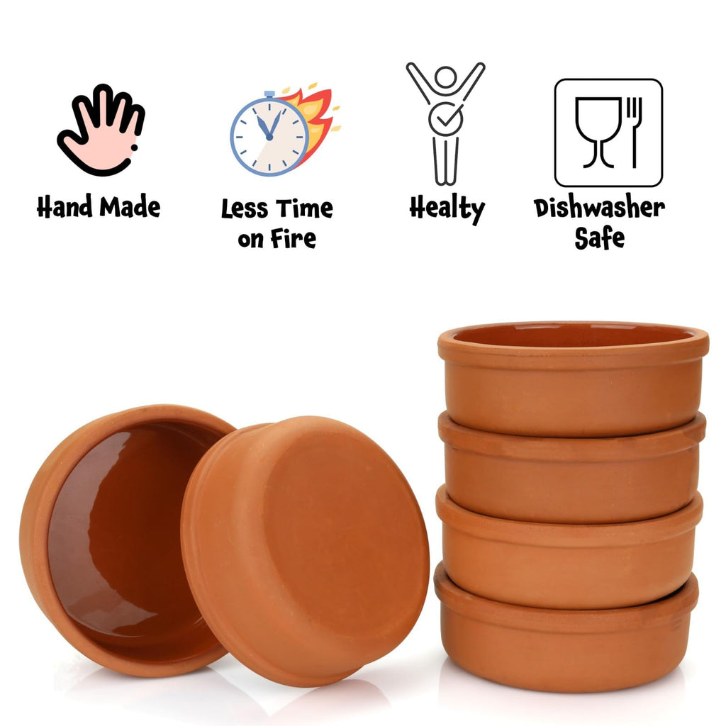 Mexican Clay Cookware Set (Set of 6)- Terracotta Cooking Pots, Bowls, Plates, and Serving Dishes - Premium Spanish