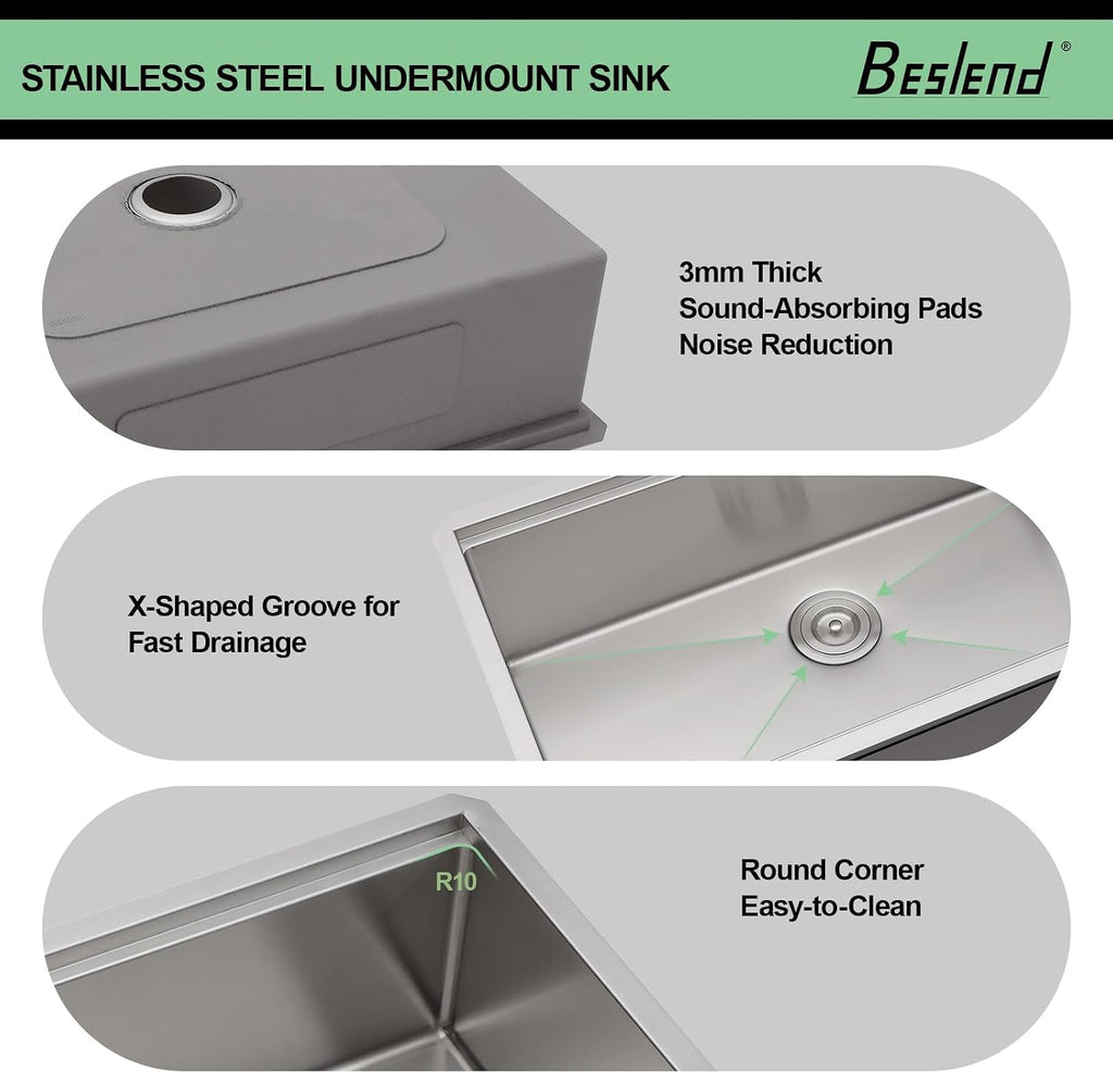 30 Undermount Workstation Kitchen Sink | Heavy-Duty 30x19x10 Stainless Steel 16 Gauge Single Bowl Workstation, Deep