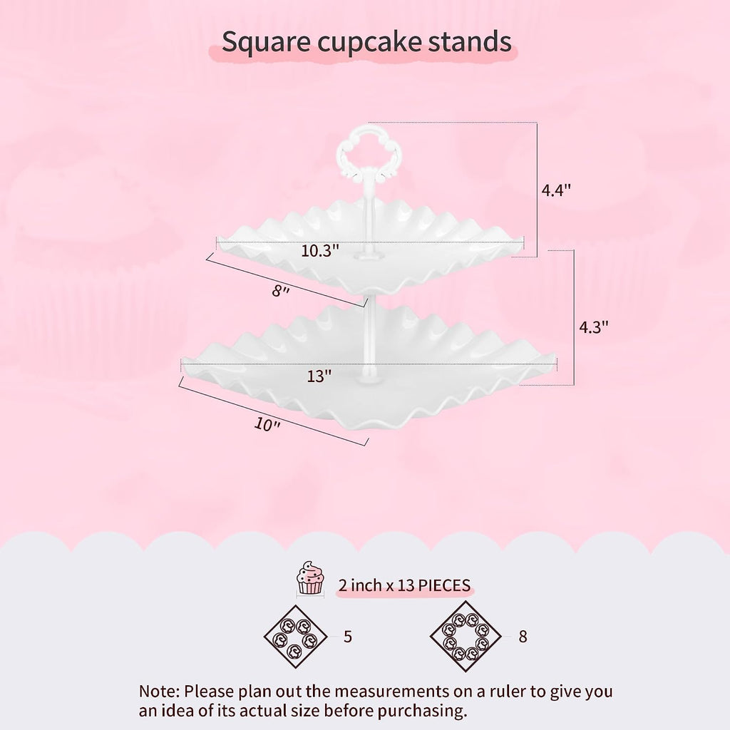 Cake Stand Set of Cupcake Stand, Tray & Table Cloth (White) - Set of 11
