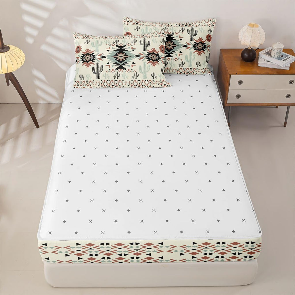 Khaki Southwestern Aztec Zipper Bedding Sets Full Geometric Vintage