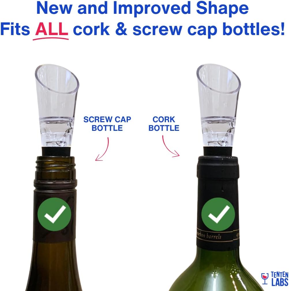 Wine Aerator Pourer (2-Pack), Decanter Spout, Black - Set of 2
