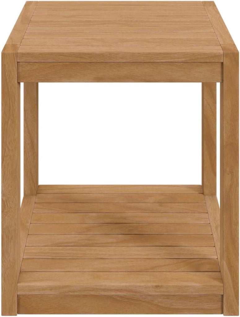 Carlsbad 3-Piece Teak Wood Outdoor Patio Set in Natural/Navy
