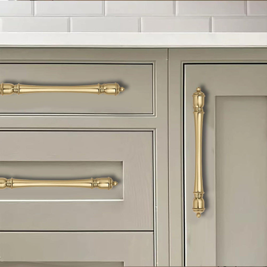 2 Pack 12 inch(305mm) Hole Center Brushed Brass Cabinet Pulls Heavy-Duty Solid Satin Brass Cabinet Hardware Drawer