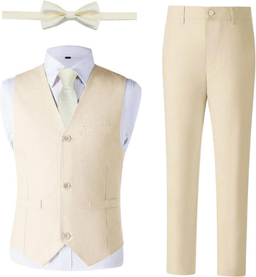 Boys Linen Suit Toddler Wedding Tuxedos Teens Boy Suits Set for Kids