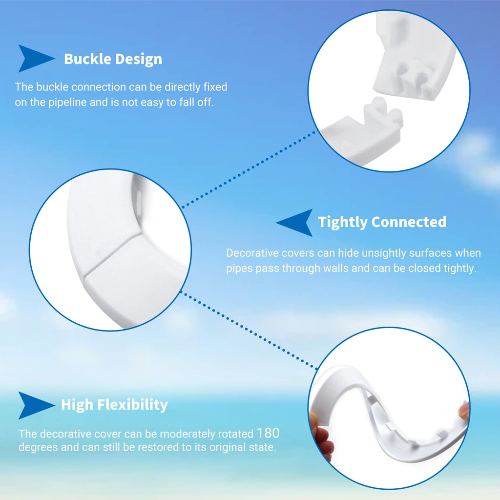 White Plastic Escutcheon Plate for 1.57 Inch Water Pipe Decoration