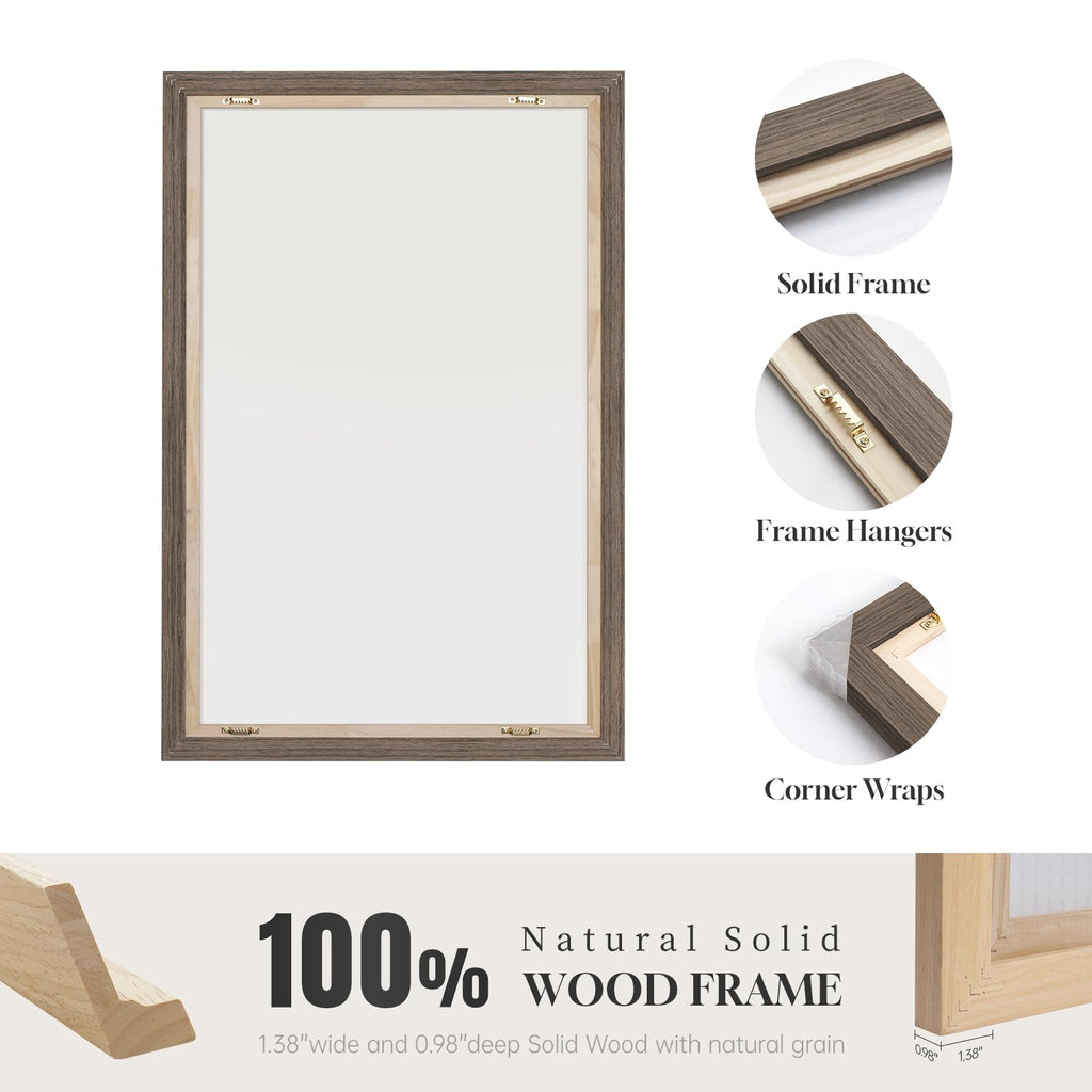 Framed Vertical Vintage Rustic Tree Ring Wall Art, 20x40 In