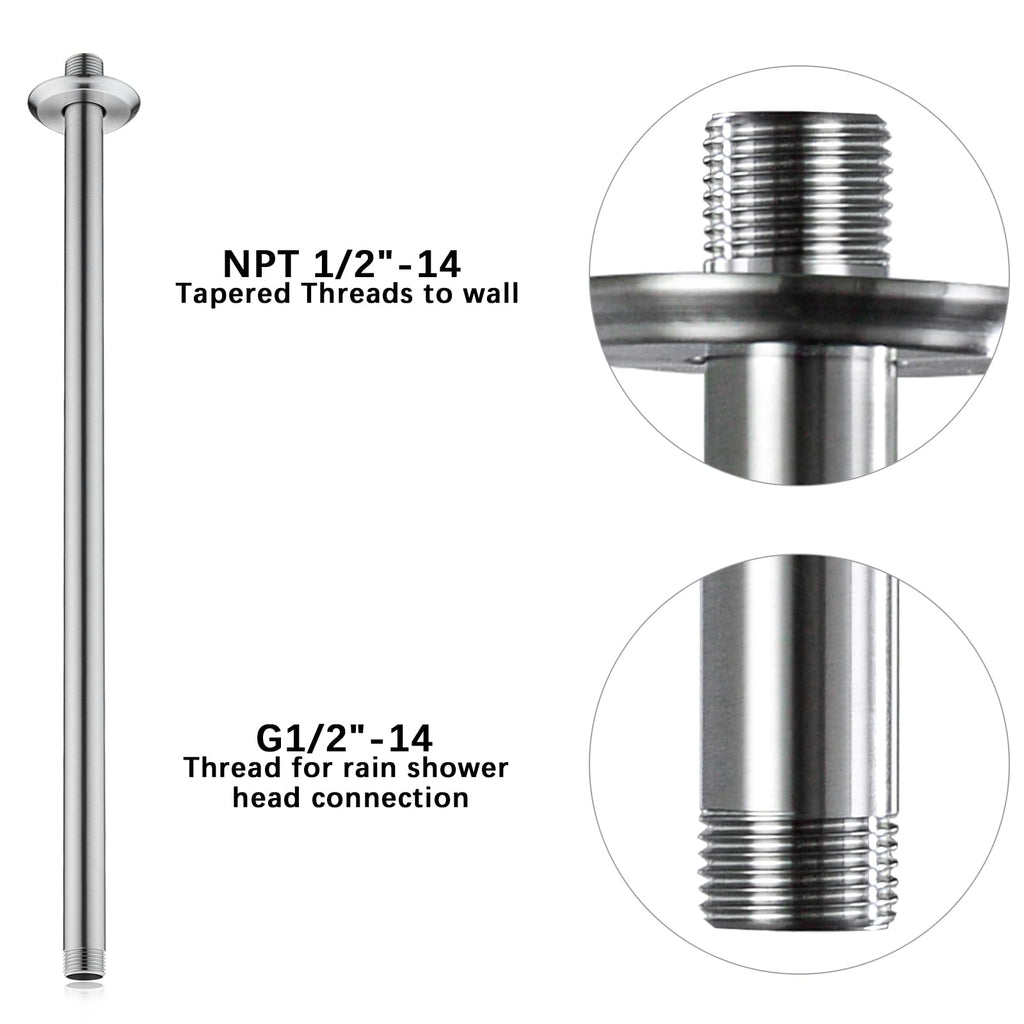 20 Inch Brushed Nickel Ceiling Mount Shower Arm for Rain Shower Head