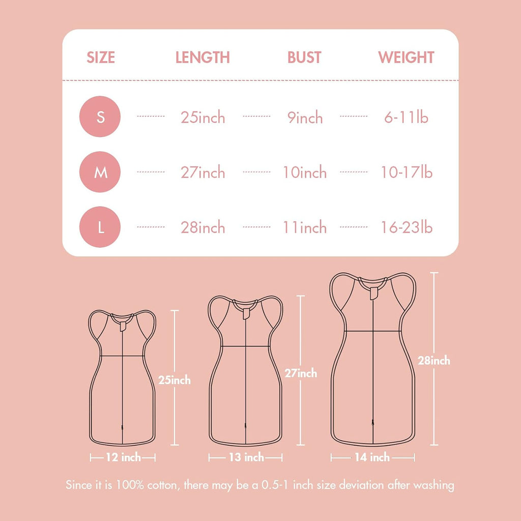 Pack Baby Swaddle Sleep Bag, Arms Up Swaddle for Girls