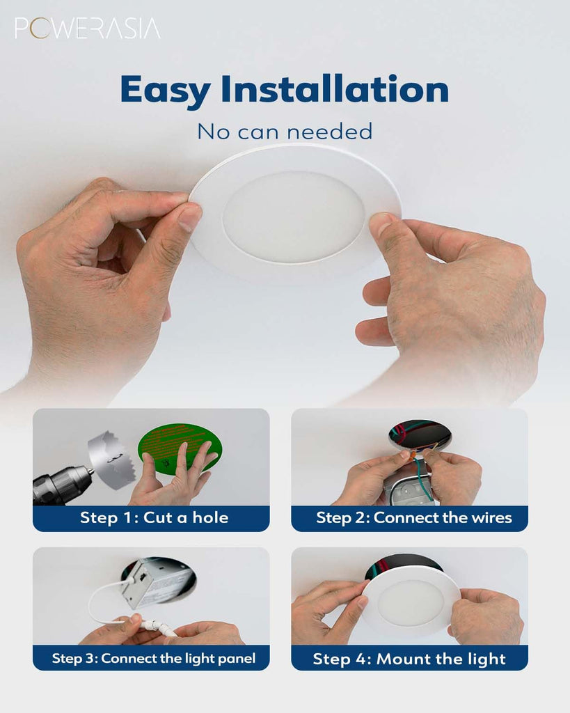 6 Pack 4 Inch UL Certified LED Recessed Lighting with Junction Box, 5CCT 2700K-6000K Selectable Ceiling Light, 10W