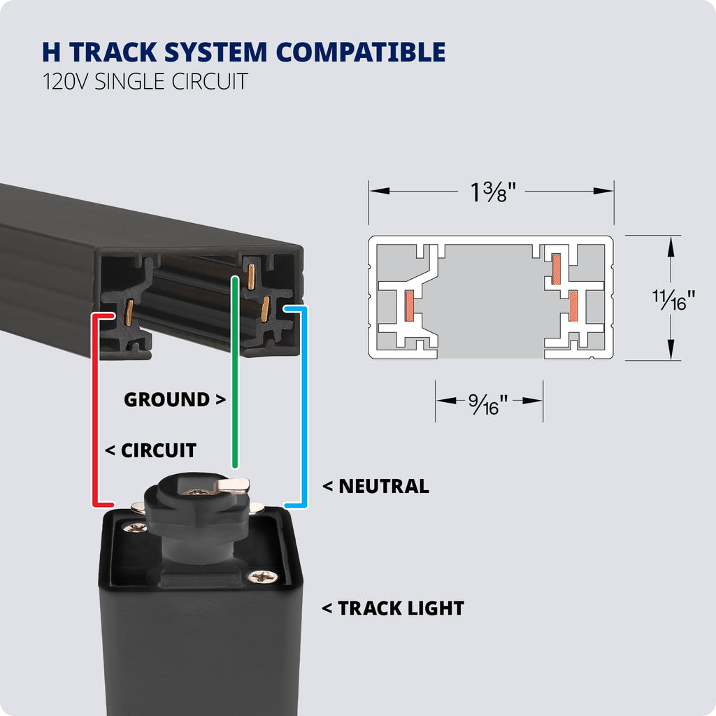 Amped Collection LED 10W 808 Lumens Track Head 5-CCT Selectable in White for H Track, Standard 3-Wire Track System