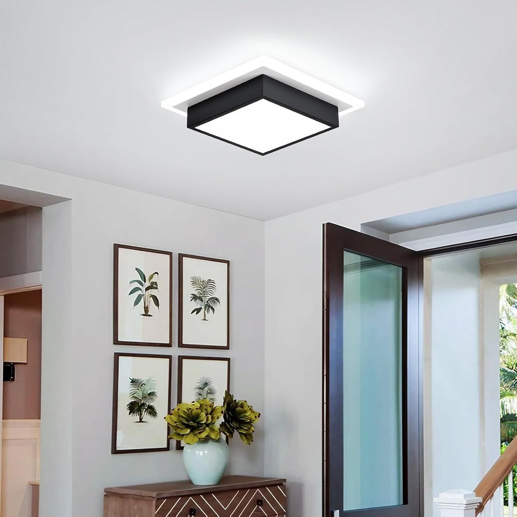 Modern LED Ceiling Light, Kitchen Ceiling Light, 6000K Cold White Flush Mount Ceiling Lamp, Square Hallway Lighting