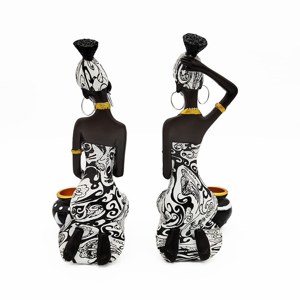 African Statues Art Sculptures Women Figure Girls Tribal Lady Figurine Black Women Home Decor Collectible Creative
