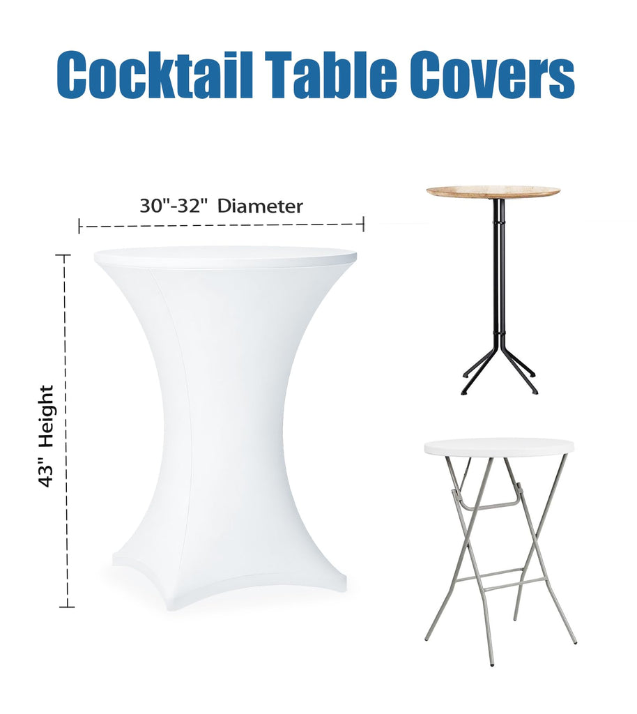 Cocktail Table Covers - 2 Pack 32x43 Inch Table Cloth - White