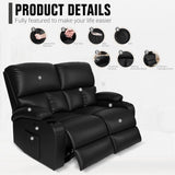 Home Theater Seating,RV Recliner Sofa with Massage and Heat,Manual RV Recliner Loveseat with USB/Cup Holders