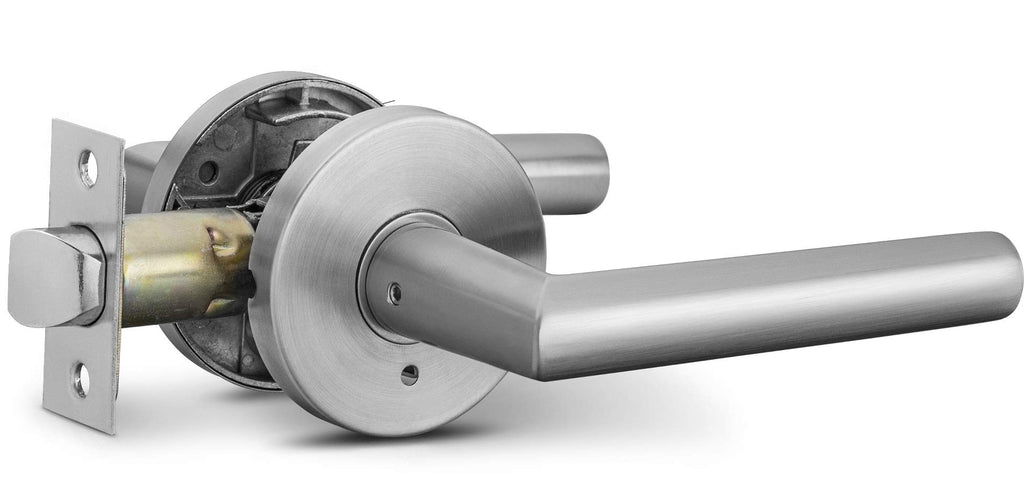 Privacy Lever Door Handle Sleek Round Easy to Open Locking Lever Set [ ] Reversible for Right & Left Sided Doors