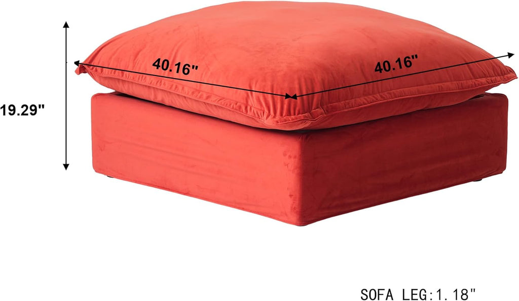 Ottoman Module for Living Room, Cushion Covers Removable, Minimalist Comfy Breathable Ottoman Seater Paired with Sofa Couch for Living Room Apartment, Red A124-B0F2YQ5WY2