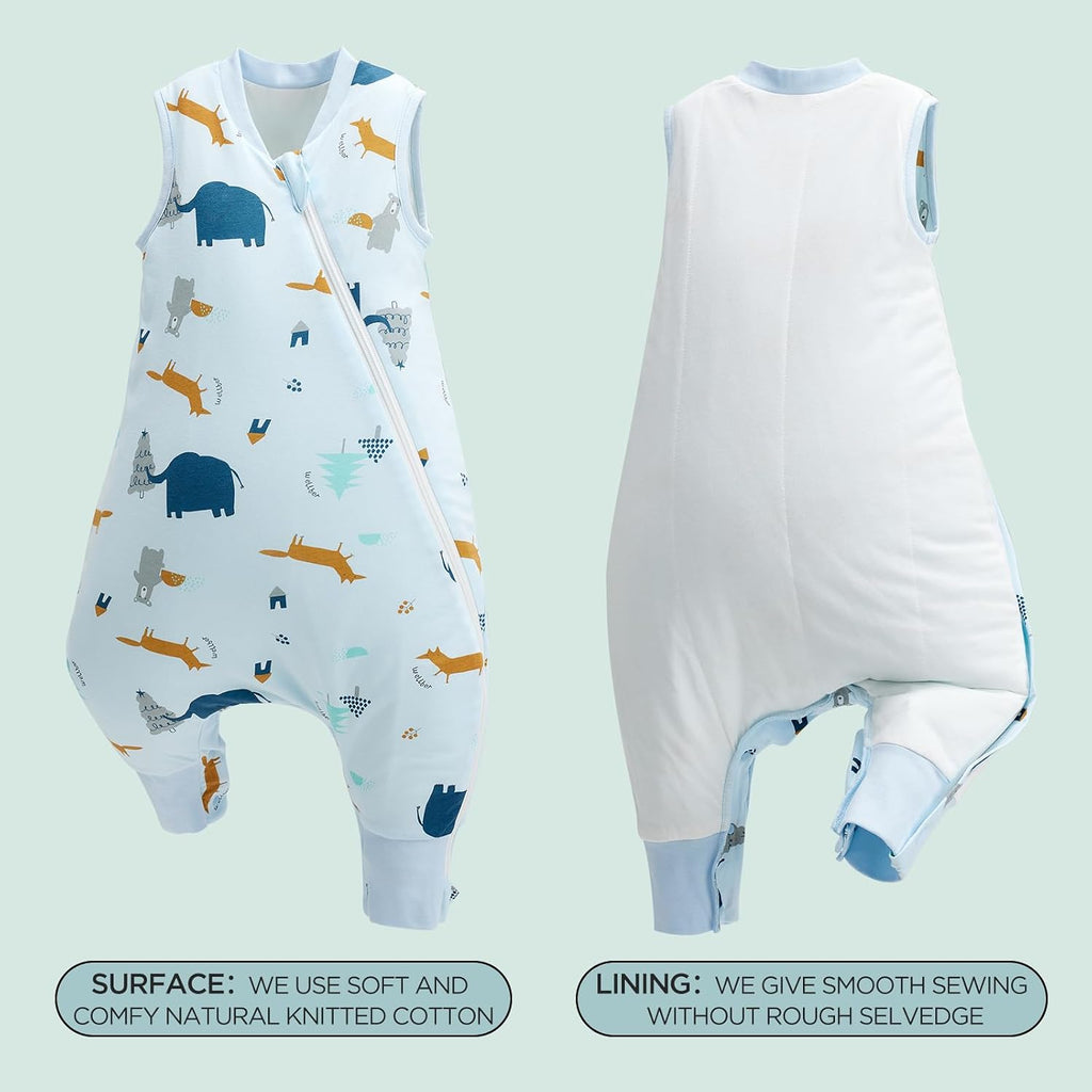 2.5 TOG Toddler Sleep Bag Cotton Winter Side Open Zipper Baby Sleep Sack with Feet, Warm Toddler