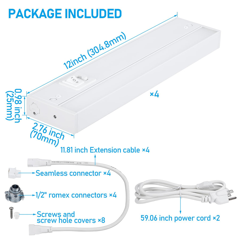 12 Inch 5CCT LED Under Cabinet Lighting Aluminum, White