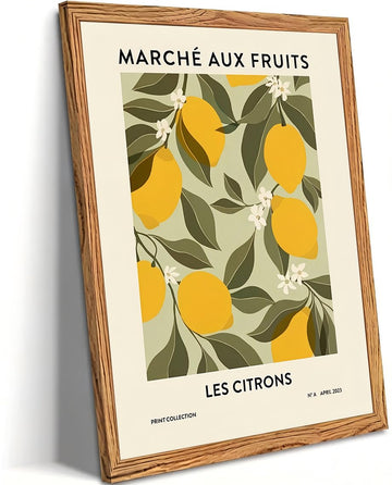 Fruit Market Vintage Lemon Kitchen Framed Canvas Wall Art 16x24in