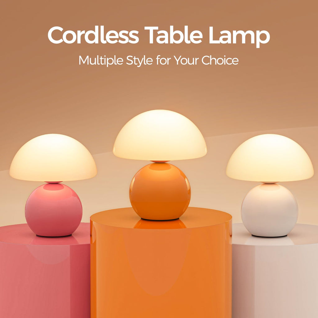 Mushroom Lamp Table Lamp, Portables Cordless Table Lamp,Wireless lamp,Small Bedside Table Touch Lamps,Mini Mushroom