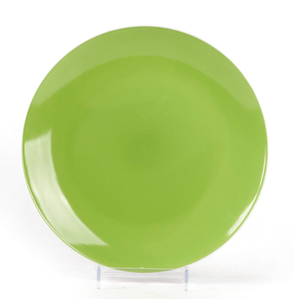Stoneware Coupe Shape Dinnerware Set, Outside White + Inside Bamboo Color