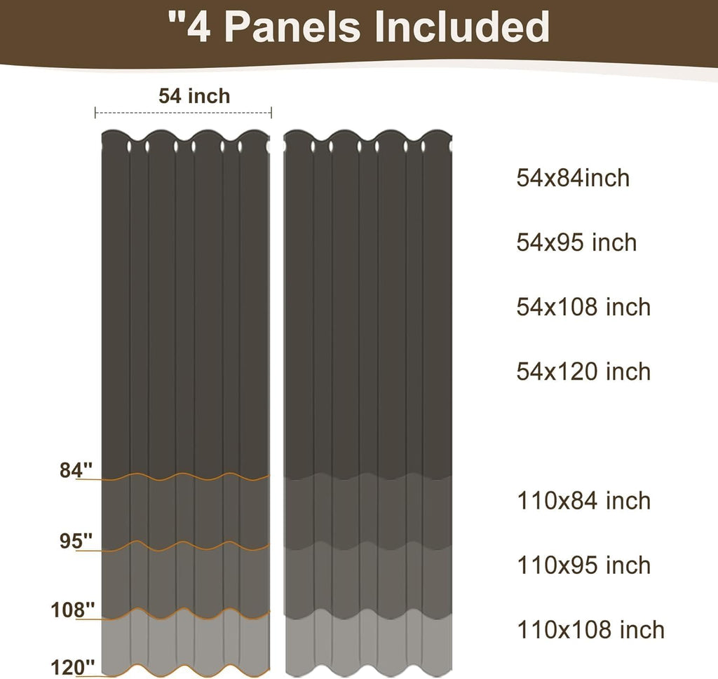 Linen Outdoor Curtains Waterproof 4 Pcs 54x84 In Taupe | Light Filtering, Grommet Top, Outdoor Dining Dividers