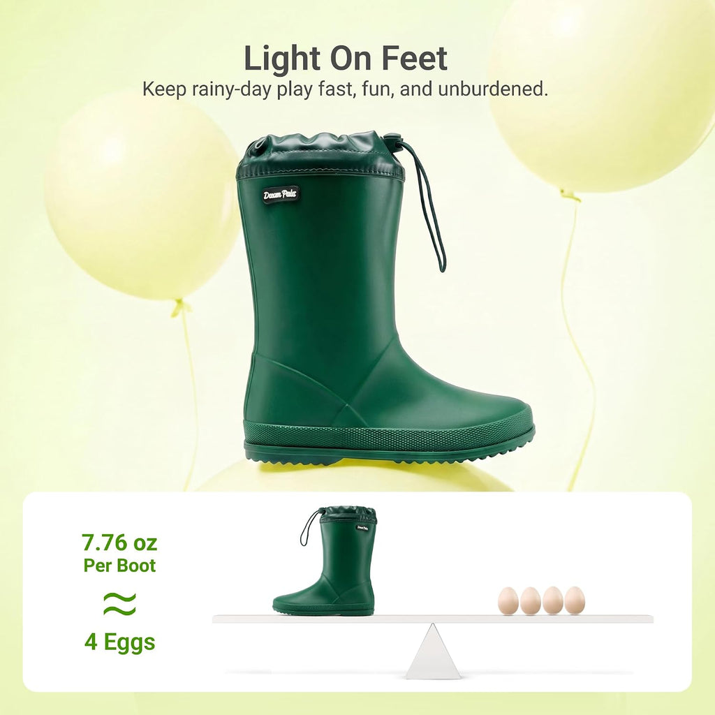 Kids Waterproof Drawstring Rain Boots