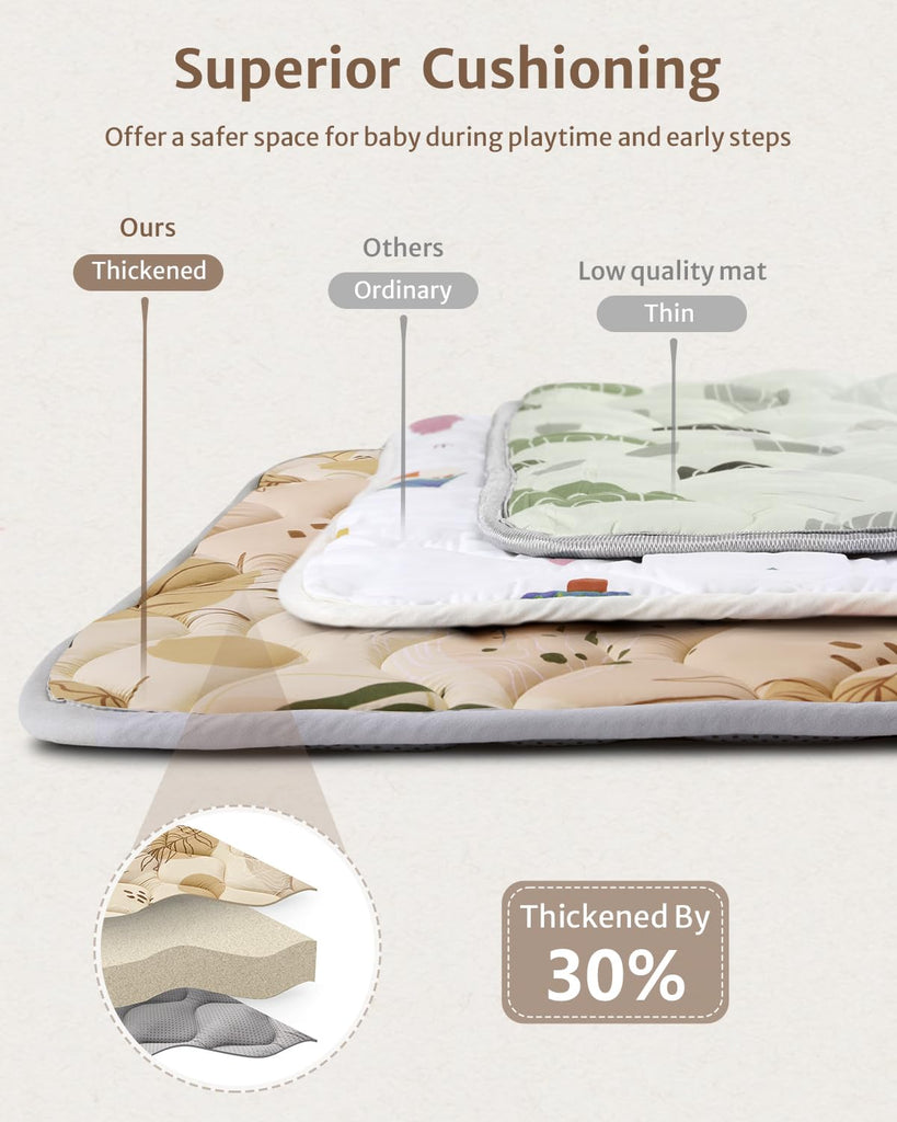 Play Mats for Floor, 50x50 Playpen Mat, Thick Cushioning Padding Foam Playmat for Baby and Toddlers Infants, Non-Slip