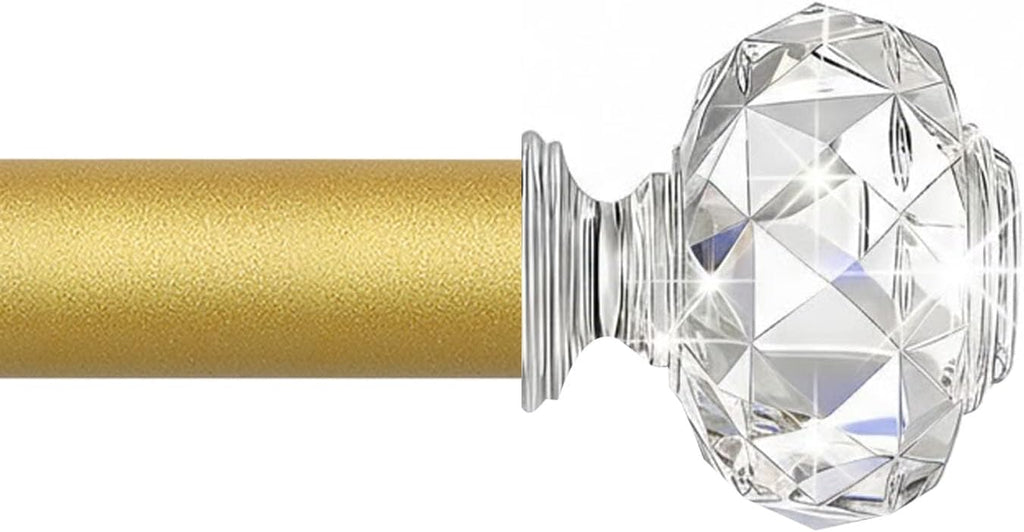 Gold Decorative Crystal Curtain Rods:36-88 Inch Heavy Duty Adjustable Window Curtain Rods for Bedroom Living Room