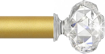 Gold Decorative Crystal Curtain Rods:36-88 Inch Heavy Duty Adjustable Window Curtain Rods for Bedroom Living Room