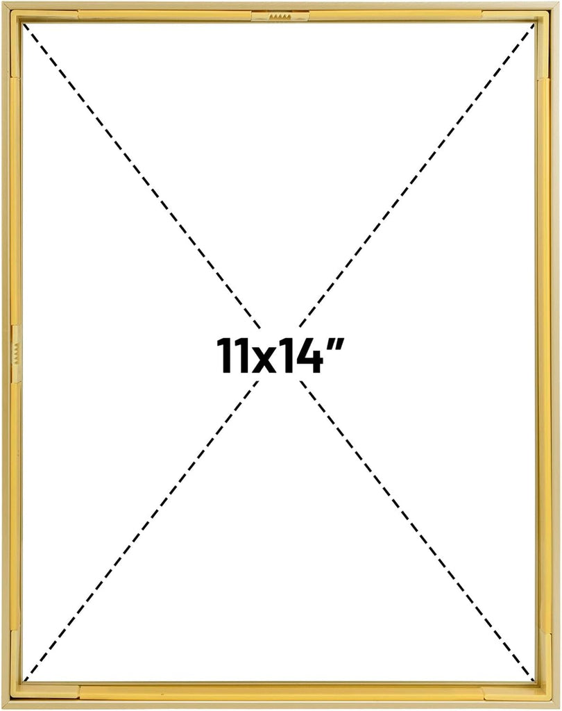 11x14 Gold Aluminum Floating Picture Frame Real Glass | Tempered Glass Front, Plexiglass Back, Wall Mount Display