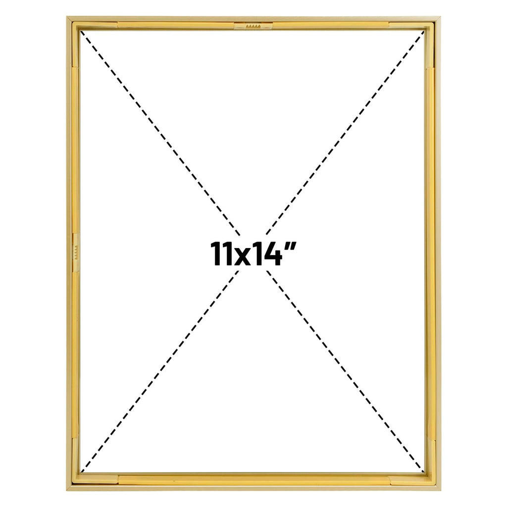 2 Pack 11x14 Gold Metal Floating Picture Frame Real Glass