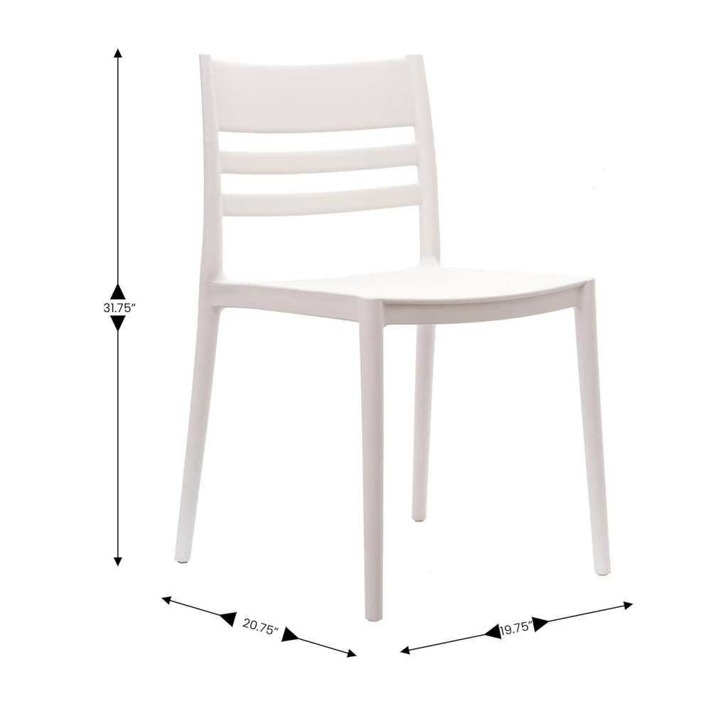 Resin Indoor/Outdoor Stackable Chair, White, 4-Pack